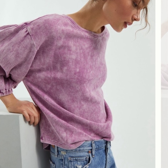 Pilcro by Anthropologie Mauve Waffle Knit Top | Size Small | Made in India - Picture 2 of 8